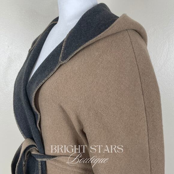 Rare Vintage Wool Coat Jacket ASO Buffy Summers BtVS Womens Tan Gray Belt - Picture 11 of 15